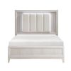 Antique White Finish Queen Bed with LED Headboard Upholstered Cushion Modern Bedroom Furniture 1pc, Reeded Fronts
