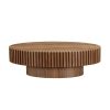 Modern Handcraft Drum Coffee Table Length 43.7 inch Ellipse Coffee Table for Living Room,Oval Small Coffee Table with Sturdy Pedestal,Walnut MDF