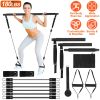 Pilates Bar Kit with 180LBS Resistance Bands Multifunctional Pilates Yoga Toning Bar Full Body Exercise Equipment Set for Beginners Intermediates Prof