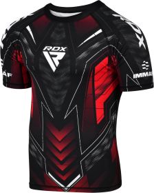 RDX IMMAF Approved Half Sleeves Compression Shirt Red (Color: Red, size: S)