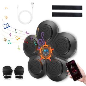 Music Boxing Machine Electronic Wall Target Punching Pad LED Lighted Sandbag Boxing Training Machine Exercise Equipment with Half Finger Boxing Gloves (Option: )
