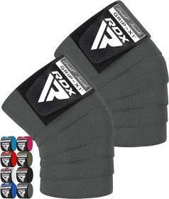 RDX K1 Elasticated Knee Compression Bandage Wraps OEKO-TEXÂ®Â Standard 100 certified (Color: Grey, size: Standard Size)