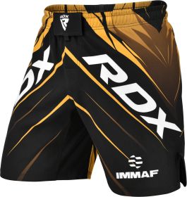 RDX IMMAF Approved MMA Fight & Training Shorts Golden (Color: GOLDEN, size: M)