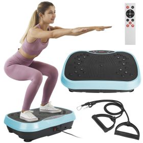 Vibration Exercise Machine With Resistant Bands Remote Control Whole Body Vibration Platform Workout Equipment Home Fitness Training Equipment For Wei (Option: Blue)