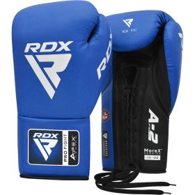RDX APEX Competition/Fight Lace Up Boxing Gloves (Color: Blue, size: 10oz)
