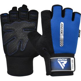 RDX W1 Gym Workout Gloves (Color: Blue, size: L)