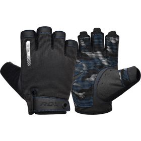 RDX T2 Weightlifting Gloves (Color: Blue, size: M)