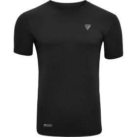 RDX T2 Black Short Sleeves Sweat-Wicking Gym T-Shirt (Color: Black, size: L+)