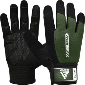 RDX W1 Full Finger Gym Gloves (Color: ARMY GREEN, size: S)
