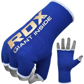 RDX HY Inner Gloves Elasticated Half Finger for Boxing, MMA Knuckle Protection OEKO-TEXÂ®Â Standard 100 certified (Color: Blue, size: S)