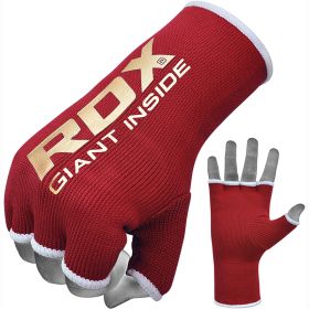 RDX HY Inner Gloves Elasticated Half Finger for Boxing, MMA Knuckle Protection OEKO-TEXÂ®Â Standard 100 certified (Color: Red, size: XL)