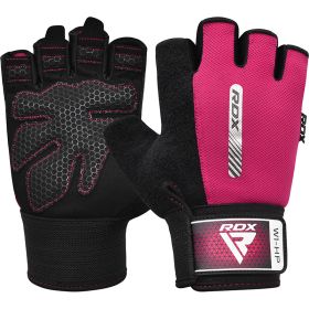 RDX W1 Gym Workout Gloves (Color: Pink, size: M)