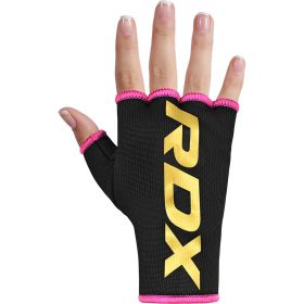 RDX BP INNER GLOVES ELASTICATED HALF FINGER FOR Women OEKO-TEXÂ®Â Standard 100 certified (Color: BLACK/PINK, size: M)