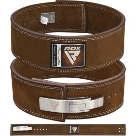 RDX 4 INCH IPL / USPA & World Powerlifting Congress APPROVED Powerlifting Leather Gym Belt (Color: BROWN, size: L)
