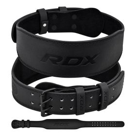 RDX 4 Inch Leather Weightlifting Gym Belt (Color: Black, size: M)
