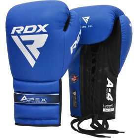RDX APEX Lace up Training/Sparring Boxing Gloves (Color: Blue, size: 14oz)