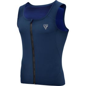 RDX Zippered Men Sweat Vest (Color: Navy Blue, size: L)