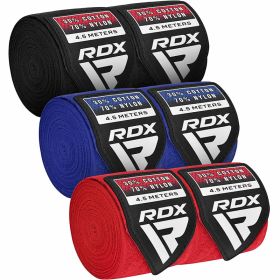 RDX RB New Professional Boxing Hand Wraps Set (Color: RED, BLACK & BLUE, size: Standard Size)