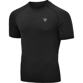 RDX T15 Short Sleeve Black Rash Guard (Color: Black, size: S)