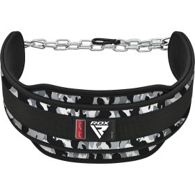 RDX T7 Weight Training Dipping Belt With Chain (Color: CAMO GRAY, size: Standard Size)