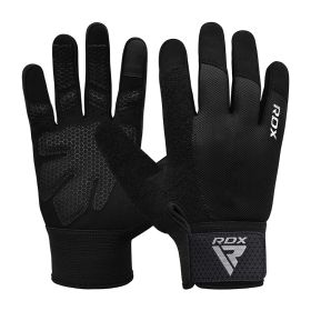 RDX W1F Full Finger Gym Workout Gloves (Color: Black, size: L)