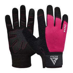 RDX W1F Full Finger Gym Workout Gloves (Color: Pink, size: S)