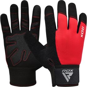 RDX W1F Full Finger Gym Workout Gloves (Color: Red, size: S)