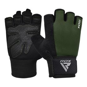 RDX W1H Gym Workout Gloves (Color: ARMY GREEN, size: M)