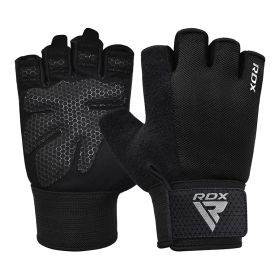 RDX W1H Gym Workout Gloves (Color: Black, size: M)