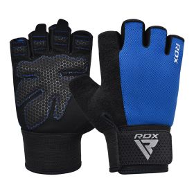 RDX W1H Gym Workout Gloves (Color: Blue, size: M)