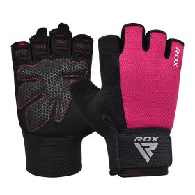 RDX W1H Gym Workout Gloves (Color: Pink, size: M)