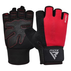 RDX W1H Gym Workout Gloves (Color: Red, size: XL)