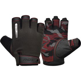 RDX T2 Weightlifting Gloves (Color: Red, size: L)