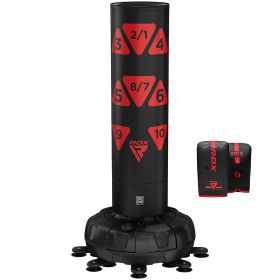 RDX KT Ronin 6ft 2-in-1 Free Standing Target Punch Bags With Mitts Set (Color: Red, size: 6FT)
