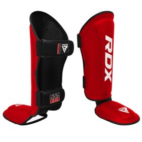 RDX T1 Black Shin Instep Guards (Color: RED/WHITE, size: XL)