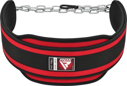 RDX T7 Weight Training Dipping Belt With Chain (Color: Red, size: Standard Size)
