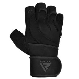 RDX L4 Open Finger Weightlifting Gym Gloves (Color: Black, size: XL)